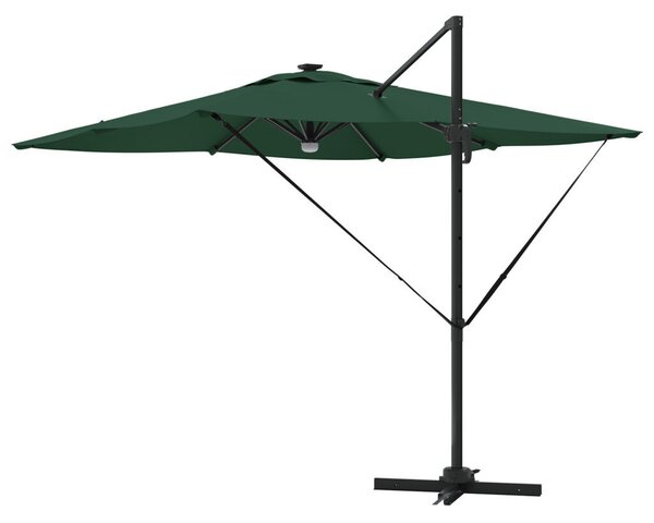 VidaXL Zöld Konzolos LED-es Napernyő - 286x285 cm