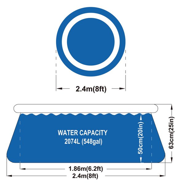 Bővíthető Medence Szűrőszivattyúval 240X63Cm 17792Eu