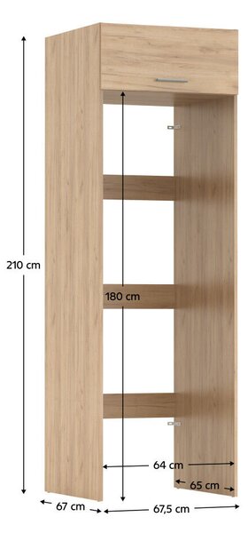 Szekrény mosógép és szárítógép fölé, artisan tölgy, JERGI