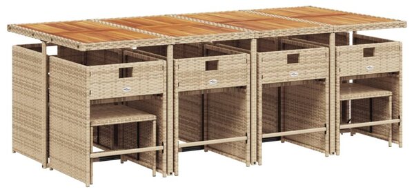 VidaXL 13 részes bézs polyrattan kerti étkezőgarnitúra párnákkal