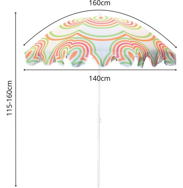 Strand- És Kerti Napernyő 160 Cm Narancssárga Zöld