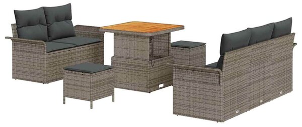 VidaXL Kerti Kanapé Szett párnával 8 pcs Szürke polirattan