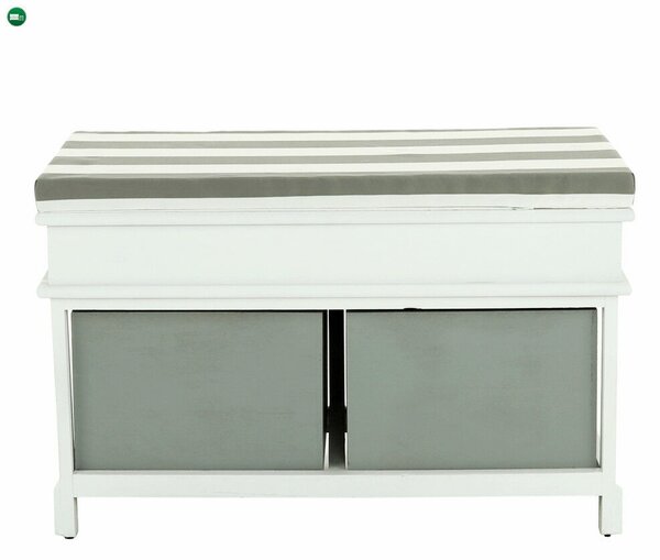 Lóca párnával, 2 fiók, fehér/szürke, SEAT BENCH 2 NEW