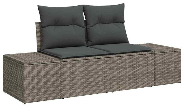 Kerti Kanapé Szett tárolóval 4 pcs Szürke polirattan