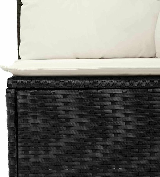 Kerti Kanapé Szett 7 darab Fekete Rattan Wicker