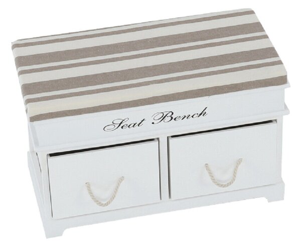 Lóca párnával, 2 fiók, fehér/világosbarna, SEAT BENCH 1 NEW