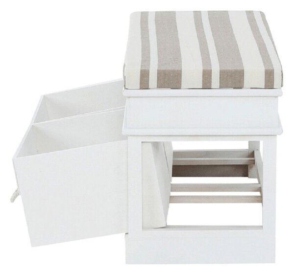 Lóca párnával, 2 fiók, fehér/világosbarna, SEAT BENCH 1 NEW