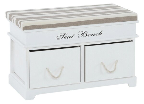 Lóca párnával, 2 fiók, fehér/világosbarna, SEAT BENCH 1 NEW