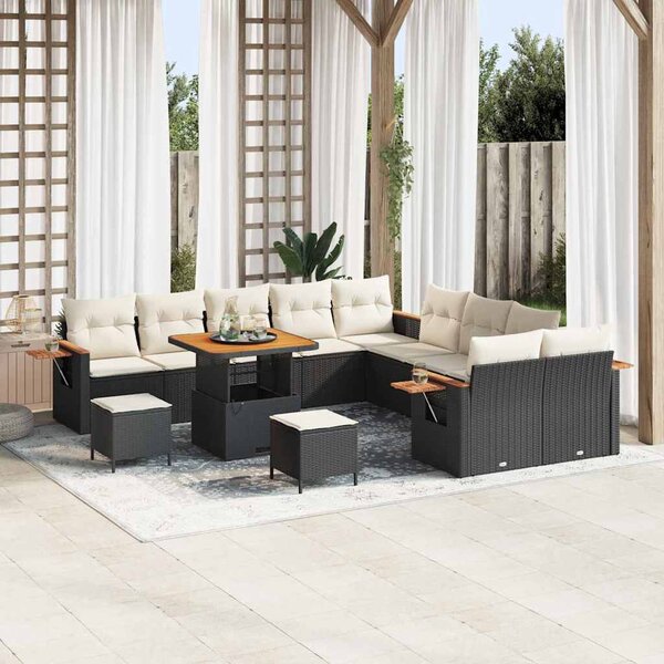 Kerti Kanapé Szett 13 pcs Fekete és krémszínű 80 x 80 x 71 cm