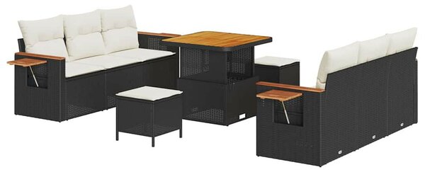 Kerti Kanapé Szett 9 pcs Fekete és krémszínű 80 x 80 x 71 cm