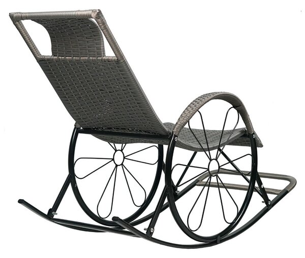 Hintaszék, rattan/fém, szürke, ROKIN