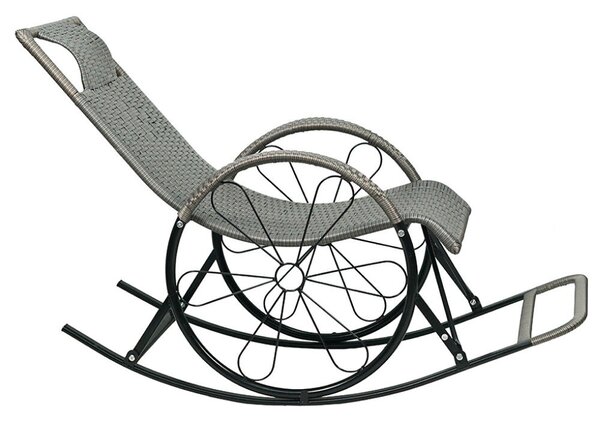 Hintaszék, rattan/fém, szürke, ROKIN