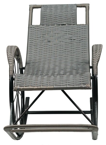 Hintaszék, rattan/fém, szürke, ROKIN