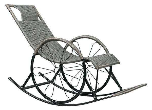 Hintaszék, rattan/fém, szürke, ROKIN