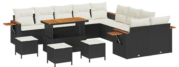 Kerti Kanapé Szett 14 pcs Fekete és krémszínű 110 x 55 x 71 cm