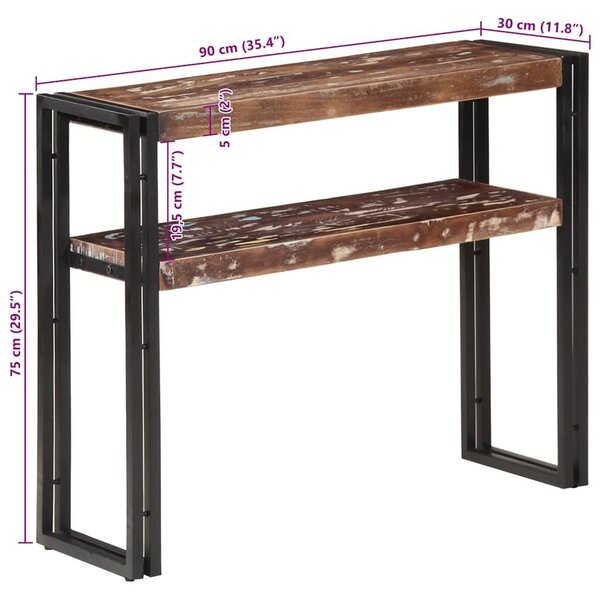 VidaXL tömör újrahasznosított fa tálalóasztal 90 x 30 x 75 cm