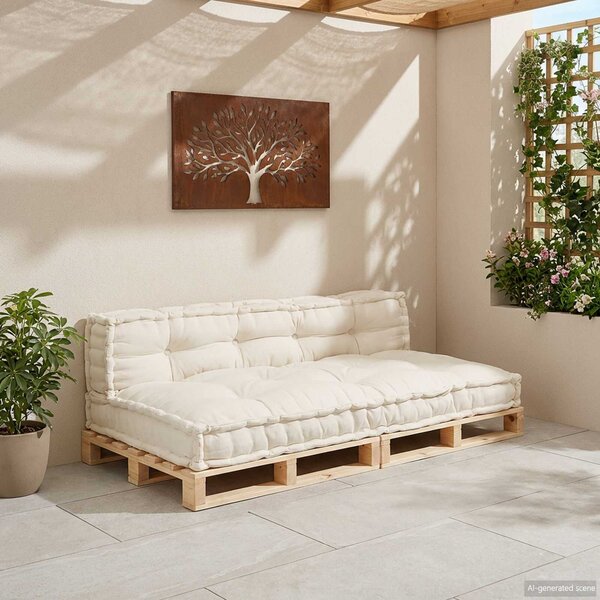 VidaXL Pallet Sofa Párna 2 db Szövet Krémszínű 120 x 80 x 38 cm