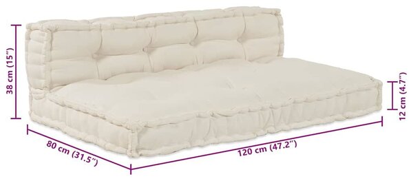 VidaXL Pallet Sofa Párna 2 db Szövet Krémszínű 120 x 80 x 38 cm