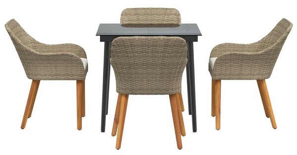 Kert étkező szett párnával 5 pcs Bézs polirattan