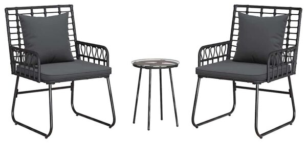 Kert étkező szett 3 pcs Fekete és Antracit Poli rattan és acél