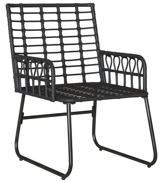 Kert étkező szett 3 pcs Fekete és Antracit Poli rattan és acél