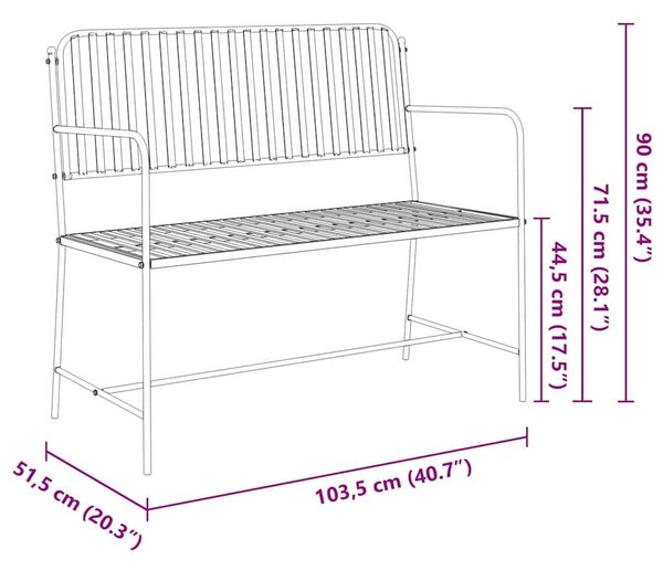 VidaXL Kerti pad Fehér 104 x 54 x 93cm Acél