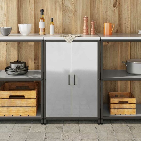 VidaXL Konyhai Tárolás HATTEM Ezüst 60 x 50 x 92 cm Acél