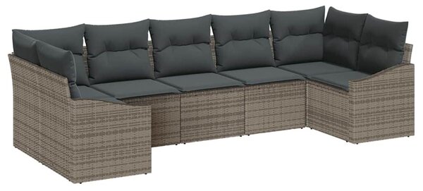 VidaXL Kerti Kanapé Szett tárolóval 7 pcs Szürke polirattan