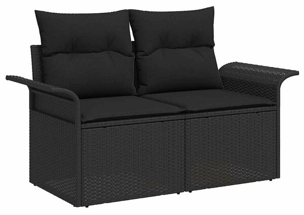 VidaXL Kerti Kanapé Szett 8 pcs Fekete polirattan
