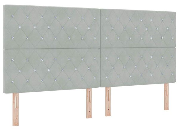 VidaXL LED ágytámla LED szalagokkal Világosszürke 200 cm Bársony