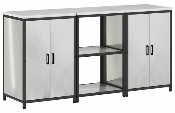 VidaXL Konyhai Tároló Készlet HATTEM 3 pcs Ezüst Horganyzott Acél