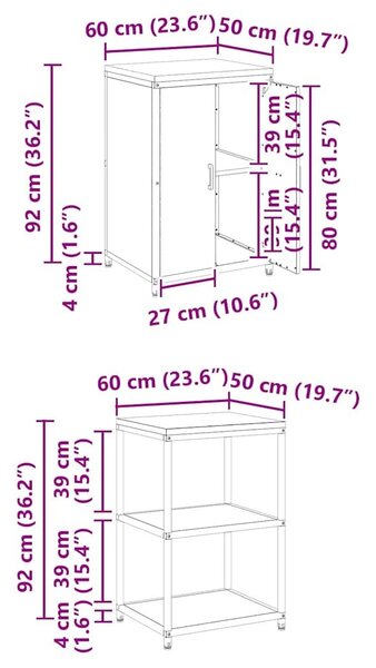 VidaXL Konyhai Tároló Készlet HATTEM 3 pcs Ezüst Horganyzott Acél