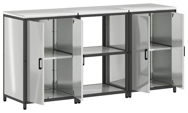 VidaXL Konyhai Tároló Készlet HATTEM 3 pcs Ezüst Horganyzott Acél