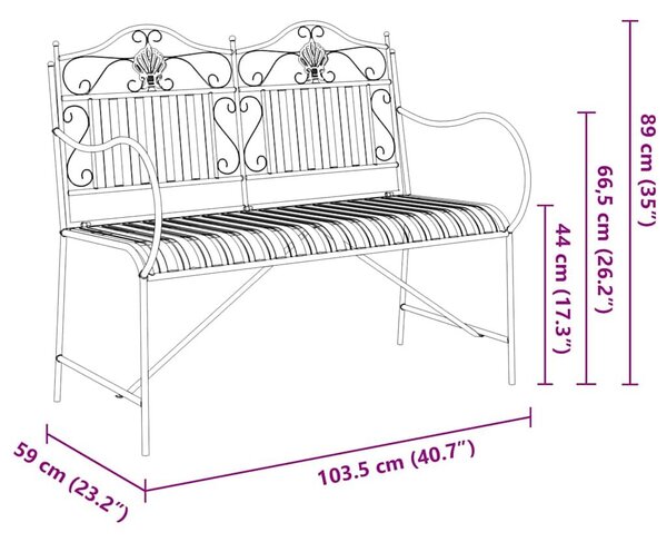 VidaXL Kerti pad Fekete 104 x 54 x 93cm Acél