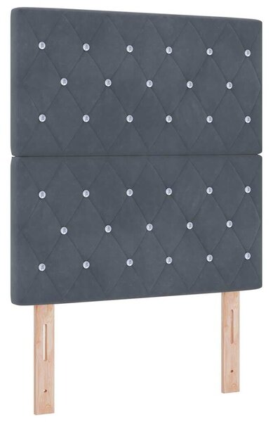 VidaXL LED ágytámla LED szalagokkal Sötétszürke 80 cm Bársony