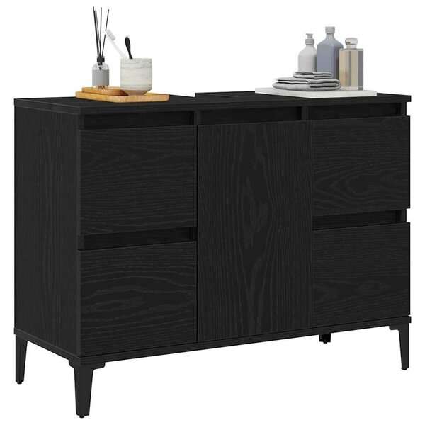 VidaXL Fürdőszobai mosdószekrény Fekete tölgy 80 x 33 x 60 cm