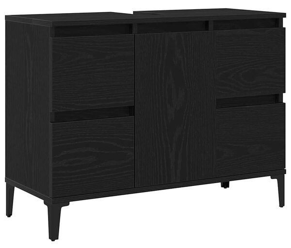 VidaXL Fürdőszobai mosdószekrény Fekete tölgy 80 x 33 x 60 cm