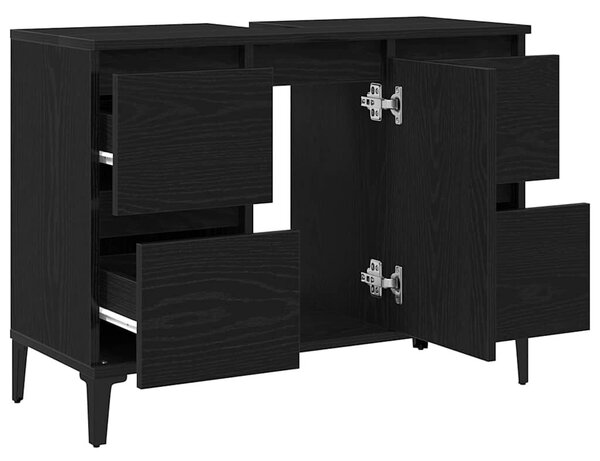 VidaXL Fürdőszobai mosdószekrény Fekete tölgy 80 x 33 x 60 cm