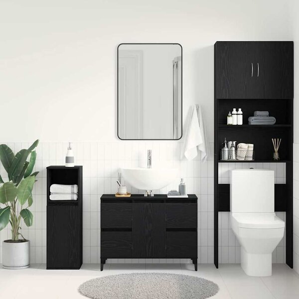 VidaXL Fürdőszobai mosdószekrény Fekete tölgy 80 x 33 x 60 cm