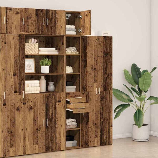 VidaXL Tárolószekrény 2 db Öreg fa 30 x 42,5 x 225 cm