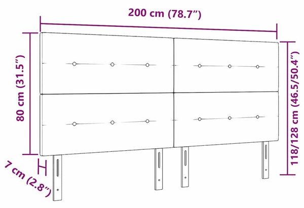 VidaXL Fejtámla Világosszürke 200 cm Bársony