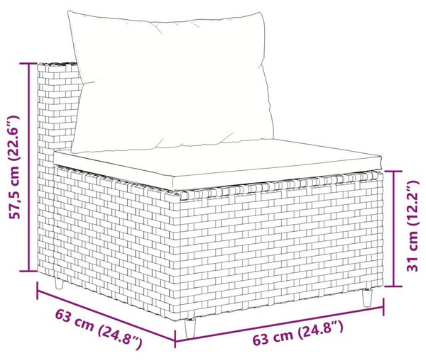 VidaXL 4 részes fekete polyrattan kerti ülőgarnitúra párnákkal