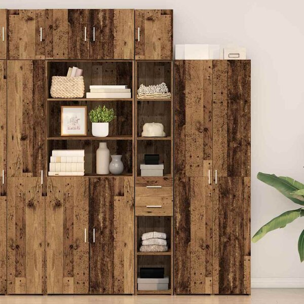 VidaXL Tárolószekrény 2 db Öreg fa 30 x 42,5 x 225 cm