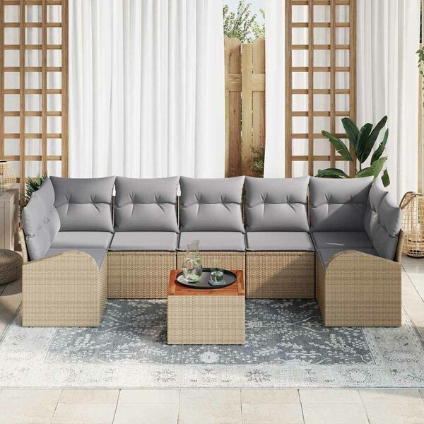 VidaXL Kerti Kanapé Szett 8 pcs Beige és Világosszürke polirattan