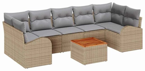 VidaXL Kerti Kanapé Szett 8 pcs Beige és Világosszürke polirattan