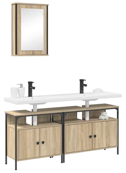 VidaXL Fürdőszoba bútor szett 3 db Barna 80 x 30 x 60 cm Szerelt fa