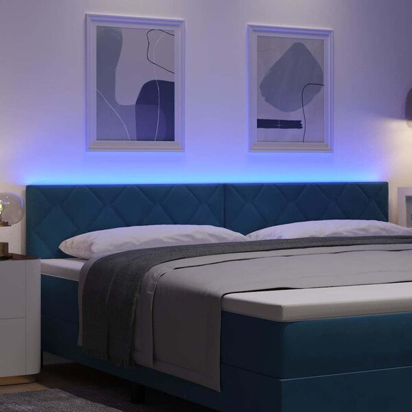 VidaXL LED ágytámla Sötét kék 200 cm Műbőr
