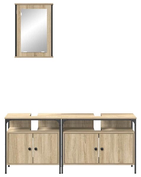 VidaXL Fürdőszoba bútor szett 3 db Barna 80 x 30 x 60 cm Szerelt fa
