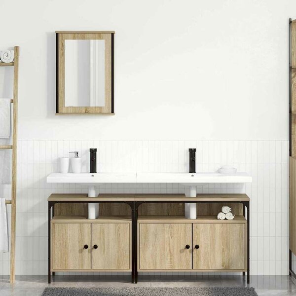 VidaXL Fürdőszoba bútor szett 3 db Barna 80 x 30 x 60 cm Szerelt fa