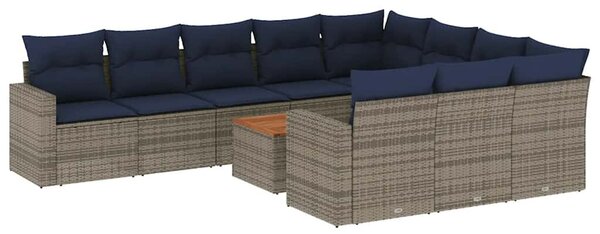 VidaXL 11 részes szürke polyrattan kerti ülőgarnitúra párnákkal